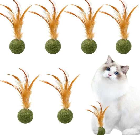 Catnip ball with feather