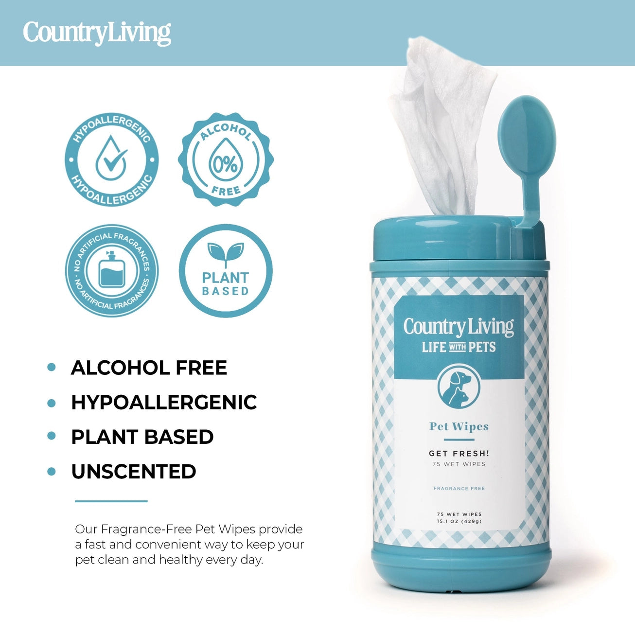 Country Living - Fragrance FREE pet wipes